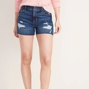 Old Navy High Rise Dark Wash Distressed Jean Short